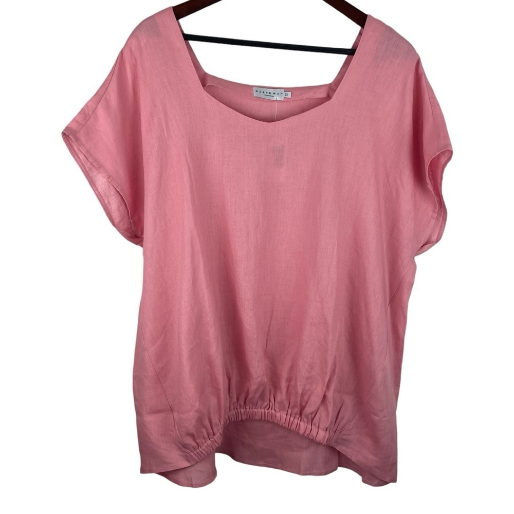 Harshman | Arpe Pink 100% Linen Cap Sleeve Top New